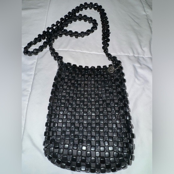THE SAK Collection Small Beaded Fun Purse Bag Travel Summer EUC Unique Mini Blk - Picture 2 of 12